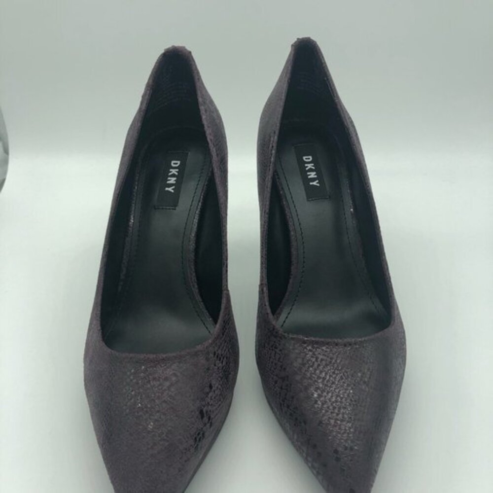 DKNY Purple Snakeskin Embossed Pointed Toe Platform Pumps High Heels - Picture 3 of 7